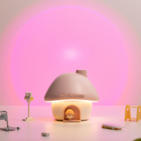 Humidificateur champignon avec lumière LED colorée et projection, diffuseur d'huiles essentielles ultrasonique rechargeable 2000 mAh pour chambre et décoration intérieure
