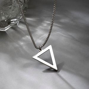 Hot Selling Geometric Hollow Triangle Pendent Necklace Punk Hip Hop <b>Titanium</b> Steel Triangle Pendent Necklace for Men's Jewelry - Product Image 3