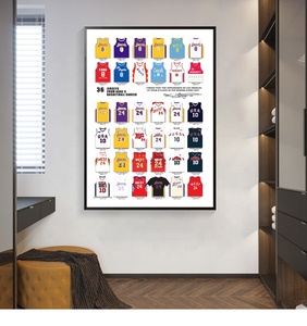 Múltiples estrellas de la <span class=keywords><strong>NBA</strong></span> baloncesto Jersey Marco de exhibición marco de fotos lienzo cristal porcelana pared arte pintura - Product Image 6