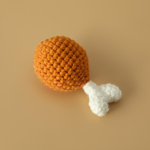 Pure Handcrafted Wool Keychain, Mini Simulation <strong>Food</strong> Set with a Childlike Style, Pendant, Small Hamburger, Chicken Leg, French - Product Image 1