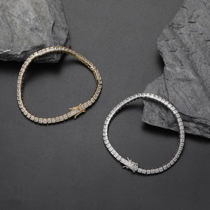 New 2.5MM Single-row Chain, <b>Copper</b>-inlaid Square Zirconium Tennis <b>Bracelet</b>, Women's Jewelry Hip-hop Tanjing Fashion - Product Image 3