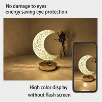 Décoration Ramadan 2023, lampe de table en cristal de luxe en forme d'étoile et de lune, lampe de bureau LED rechargeable pour chambre à coucher, salon, commande tactile