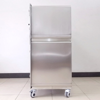 Cage vétérinaire EUR VET en acier inoxydable 150x70x157,5cm avec porte coulissante, verrouillage automatique, tiroir amovible et cage inférieure transformable