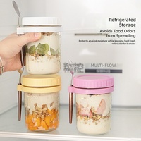 Gobelet portable pour overnight oats avec couvercle et cuillère, gobelet pour smoothie petit-déjeuner, bol à yaourt, gobelet à céréales, boîte bento pour fruits