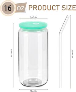 Tasse à une seule couche en verre maçon en plastique de 16oz avec couvercle tasses à boire de paille pour accessoires de bar de fête lait au café glacé - Product Image 6