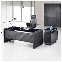 Bureau de direction en verre trempé en forme de L, table de travail moderne pour ordinateur de bureau