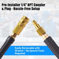 Tuyau d'air en polyuréthane bleu auto-rétractable de 1/4 po x 25 pi avec raccord rapide industriel en laiton et prise pour applications d'outils pneumatiques
