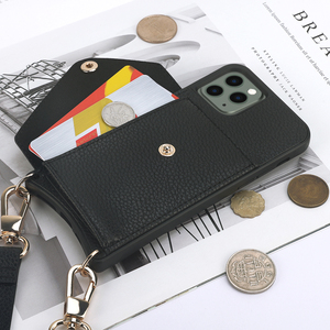 Étui de téléphone portefeuille à bandoulière en cuir végétalien avec sangle porte-cartes pour <span class=keywords><strong>iphone</strong></span> X Xs 12 Mini 13 Mini - Product Image 4