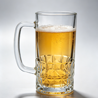 Mug à bière en verre à double paroi résistant à la chaleur au design contemporain avec poignée et couvercles pour cadeaux d'affaires