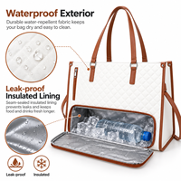 Sac isotherme portable grande capacité en PU de haute qualité, sac de travail et de pique-nique isolé, style vintage et élégant pour femmes