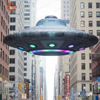 Nave Espacial Inflable Colgante de Techo con Iluminación LED, Modelo de Platillo Volador Inflable Gigante para Decoración de Eventos con Temática Espacial