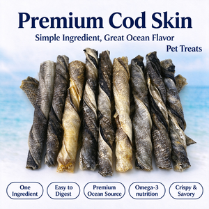 Premium Cod Skin Dog <b>Treats</b> Air Dried Single Ingredient Natural Ocean Snack for Healthy Skin Coat - Product Image 3