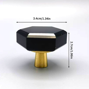 黄铜水晶拉手，适用于橱柜抽屉和衣柜门，复古风格 - Product Image 3