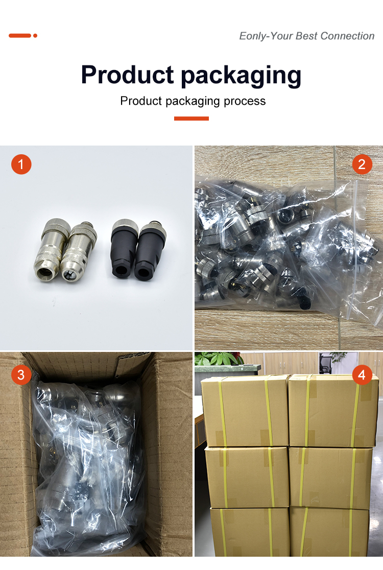 CuZn TPU M12 Panel Mount Connector IP68 M12 Series Connector With Wire Terminal Fasten