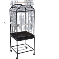 Cage à oiseaux en métal avec roulettes, vitrine en verre trempé pour perroquets
