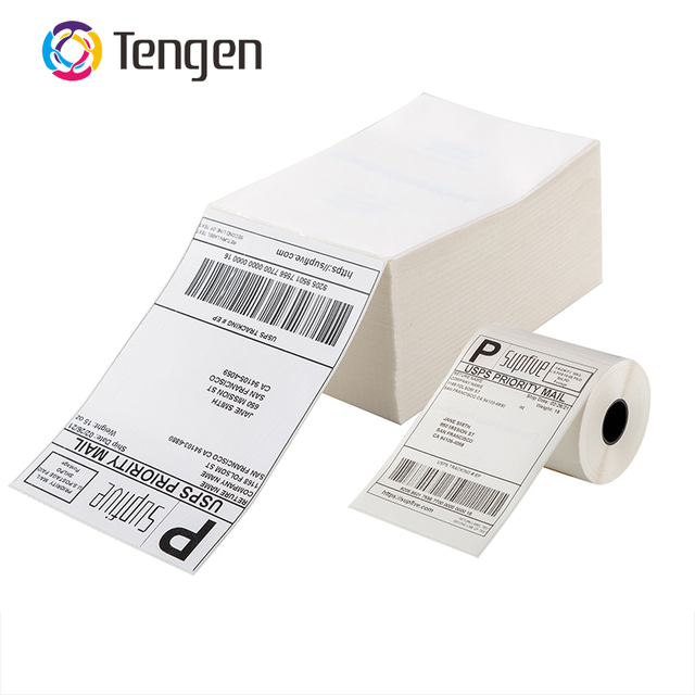 Factory Free Sample A4 A6 100*150 250 300 350 500 Per Roll Fold Label Waybill Barcode Thermal Sticker Shipping Label