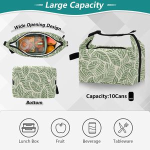 Sac à lunch isotherme personnalisé avec logo Aloha Collection, facile à transporter, imprimé feuilles tropicales hawaïennes, sac isotherme portable - Product Image 3