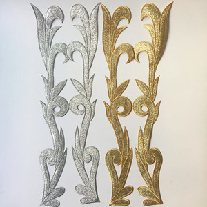 Toppe Ricamate Termoadesive per Abbigliamento con Motivo a Rami Lunghi e Glitter Dorati, <span class=keywords><strong>Grandi</strong></span> Dimensioni, Stile Barocco, per Costumi di Scena - Product Image 3