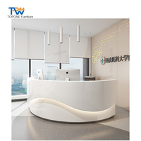 Unique rond artistique blanc beauté luxe Mobilier de bureau commercial pierre artificielle comptoir de réception
