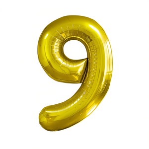 Ballon en feuille d'aluminium doré numéro 9 Party Love 100 cm Décoration de fête d'anniversaire pour enfants - Product Image 2