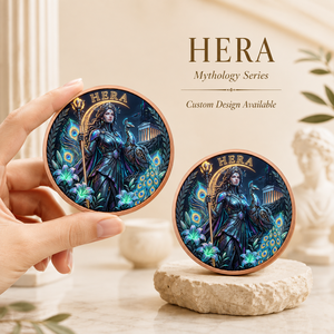 Moneda de Cobre Fino 999 de 5 oz, Diosa <span class=keywords><strong>Griega</strong></span> <span class=keywords><strong>Hera</strong></span> en 3D con Alto Relieve, Color UV, Electrochapada, Impresa en Letterpress, Artesanía Metálica - Product Image 1