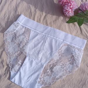 Culottes sexy en dentelle mi-hautes pour femmes, sous-vêtements féminins transparents à fleurs, culottes fines teintes unies, style boxer - Product Image 5