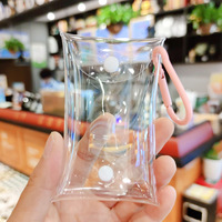 Porte-clés en PVC transparent de style dessin animé, mini boîte de rangement pour poupées de rouge à lèvres