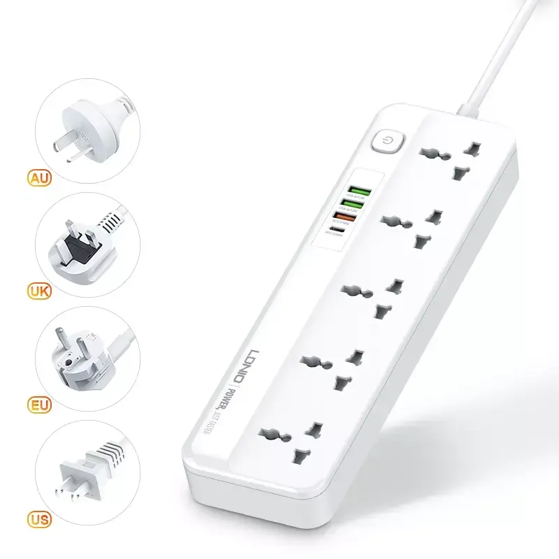 LDNIO Extension Cord LDNIO SC5415 5 Way Outlet Power Strips with USB Ports Universal Extension Board Electric Multi Power Socket