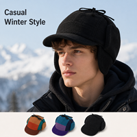 Gorro de Invierno Unisex Personalizado al por Mayor, de Forro Polar con Bloques de Color, Térmico, de Secado Rápido, con Orejeras, 5 Paneles, Bordado 3D, Ajustable