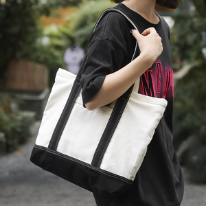 Nouveau sac fourre-tout en toile imperméable à la mode coréenne avec fermeture éclair, spacieux, à porter à l'épaule, décontracté, sac à main à deux bretelles pour femmes, été automne - Product Image 4