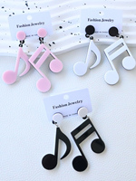 Boucles d'oreilles pendantes en acrylique surdimensionnées pour femmes, motif note de musique - Bijoux de mode élégants et luxueux pour fêtes et festivals de musique