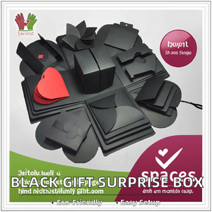 Caja de Regalo Creativa Hecha a Mano con Papel Negro Artístico Reciclable, Autoarmable, para <span class=keywords><strong>Aniversario</strong></span>, Boda, Día de San Valentín, Sorpresa - Product Image 2