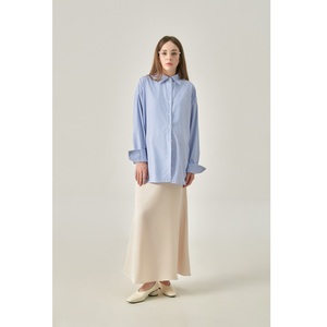 Full Sleeve Vietnam Casual Shirt High Quality Solid Oversized Loose Button Decoration Minimalist Women's Breathable All Seasons - Product Image 2