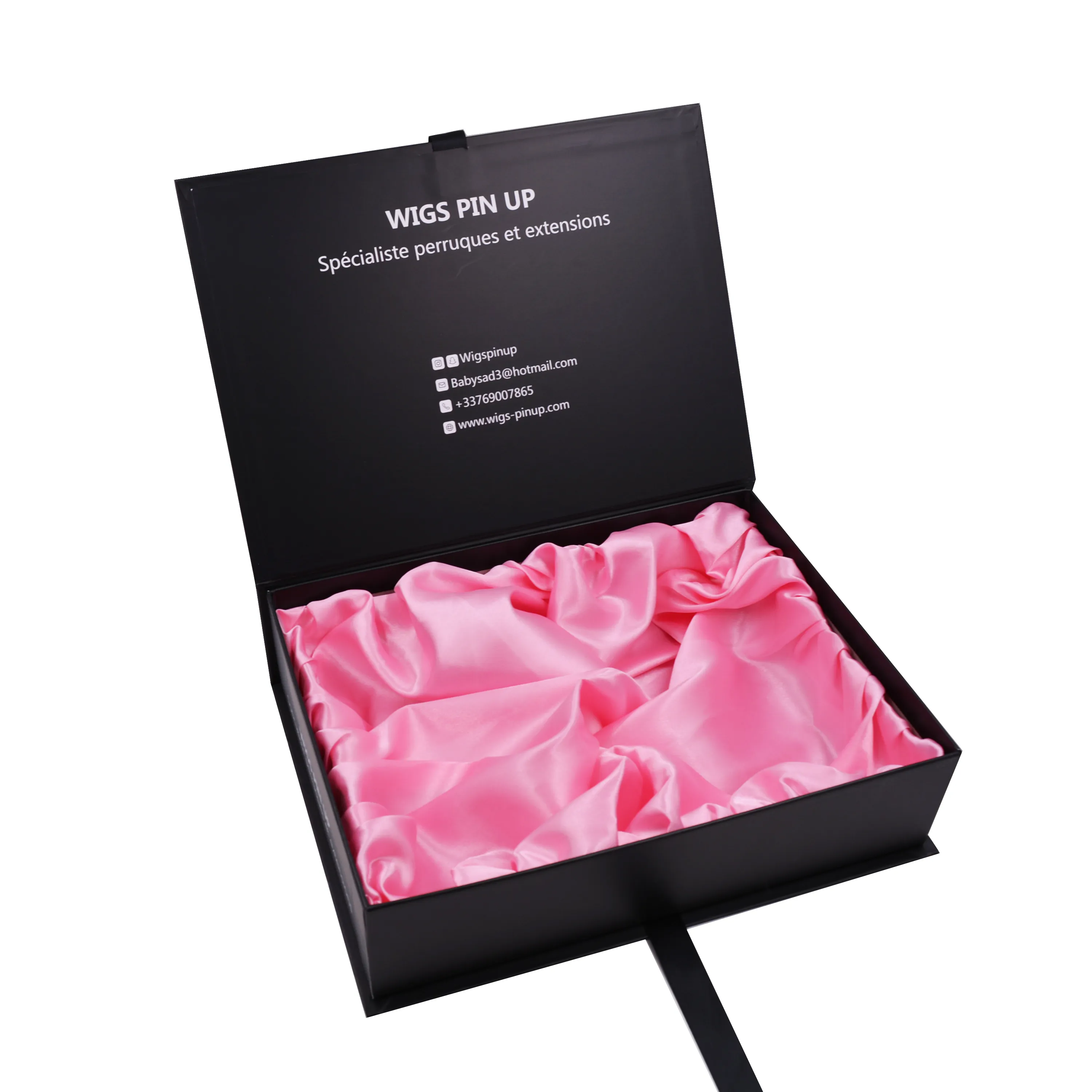 Custom Logo Hair Accessories Box Storage Magnetic Closure Gift Wig Box With Satin And Ribbon For Hair Bundles Packaging Box