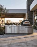 Ensembles d'armoires de cuisine BBQ d'extérieur modernes en acier inoxydable antirouille pour station de cuisson de jardin