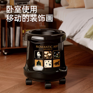 Romantic Art Trash Can 12L Cylindrical With Wheels Indoor Use - Product Image 2