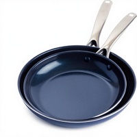 Set Wajan Keramik Anti Lengket Berlapis Intan Bebas PFAS Klasik 9.5" 11" Aman untuk Mesin Cuci Piring dan Oven, Tidak Beracun, Bahan Stainless
