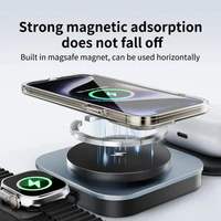 Station de charge sans fil flexible 3-en-1 avec port Type-C 15W pour écouteurs, microphone, pliable magnétique, idéale pour les voyages
