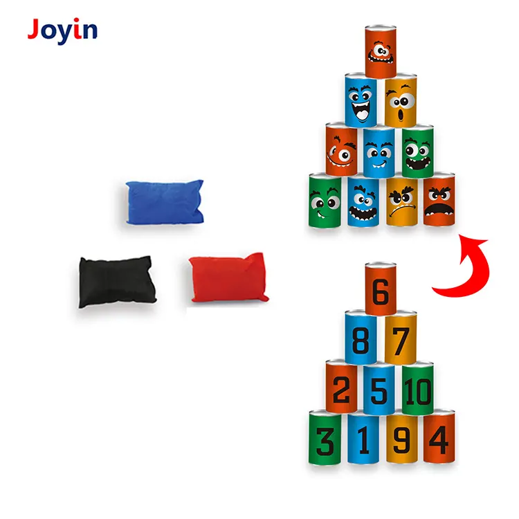 ألعاب كيس فول إرم لعبة للأطفال والكبار-ضربة قاضية يمكن لعبة مجموعة ل عطلة عيد ميلاد حزب لعبة-10 علب من الصفيح و 3 أكياس الفول
