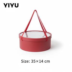 Boîte à fleurs ronde transparente imperméable haut de gamme, ensemble classique de 2 avec corde, boîte <span class=keywords><strong>cadeau</strong></span> pour fruits - Product Image 3
