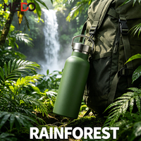 Bouteille d'eau isotherme classique en acier inoxydable à double paroi avec couvercle en bambou, sans BPA, vente en gros directe usine, idéale pour le camping