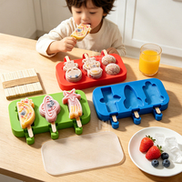 Moule à glaces en silicone écologique avec couvercle en forme de fusée, 50 bâtonnets en bois, sans BPA, outils pour glaces maison et moule à bâtonnets glacés