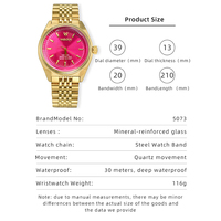 YASHIDU Montre pour femme à grand cadran Saturn Rose Gold Montre-bracelet lumineuse résistante à l'eau