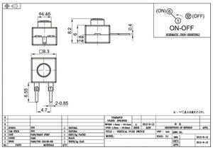 Interruptor táctil horizontal de presión lateral para linterna, 8.3x8.3mm, 2 pines, con bloqueo (Encendido/Apagado), tipo 8008, pequeño - Product Image 5