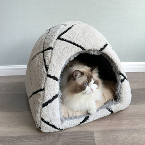 Warme Chenille-Plüsch Katzenhöhle mit Gepolstertem Kissen, Hunde- und Katzenzelthaus, Bett für Kleine Haustiere für den Innenbereich - Product Image 5