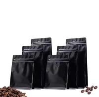 Sacs à café en plastique à fond plat avec logo imprimé personnalisé, avec valve et fermeture éclair
