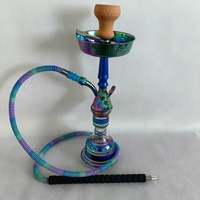 Hookah Shisha Nargile Portabel 50CM dengan Logo Kustom, Alas Kaca Ungu, dan Batang Seng