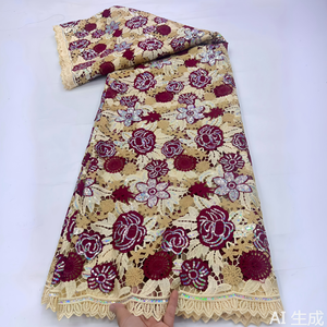 Robe en tissu de dentelle sexy brodée de paillettes et de perles de haute qualité pour femmes, taille 5, 100% polyester - Product Image 1