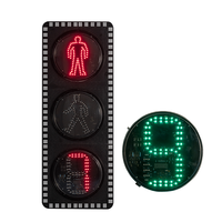 Signalisation LED multivoltagée pour passage piétons 300 mm avec minuteur de compte à rebours, certifiée IP55 CE, résistante aux éclaboussures pour terminaux de bus