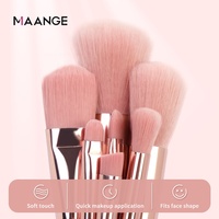 Kit de pinceaux de maquillage de voyage végétalien de luxe personnalisé marque privée pinceaux de maquillage rose à manche durable personnalisé